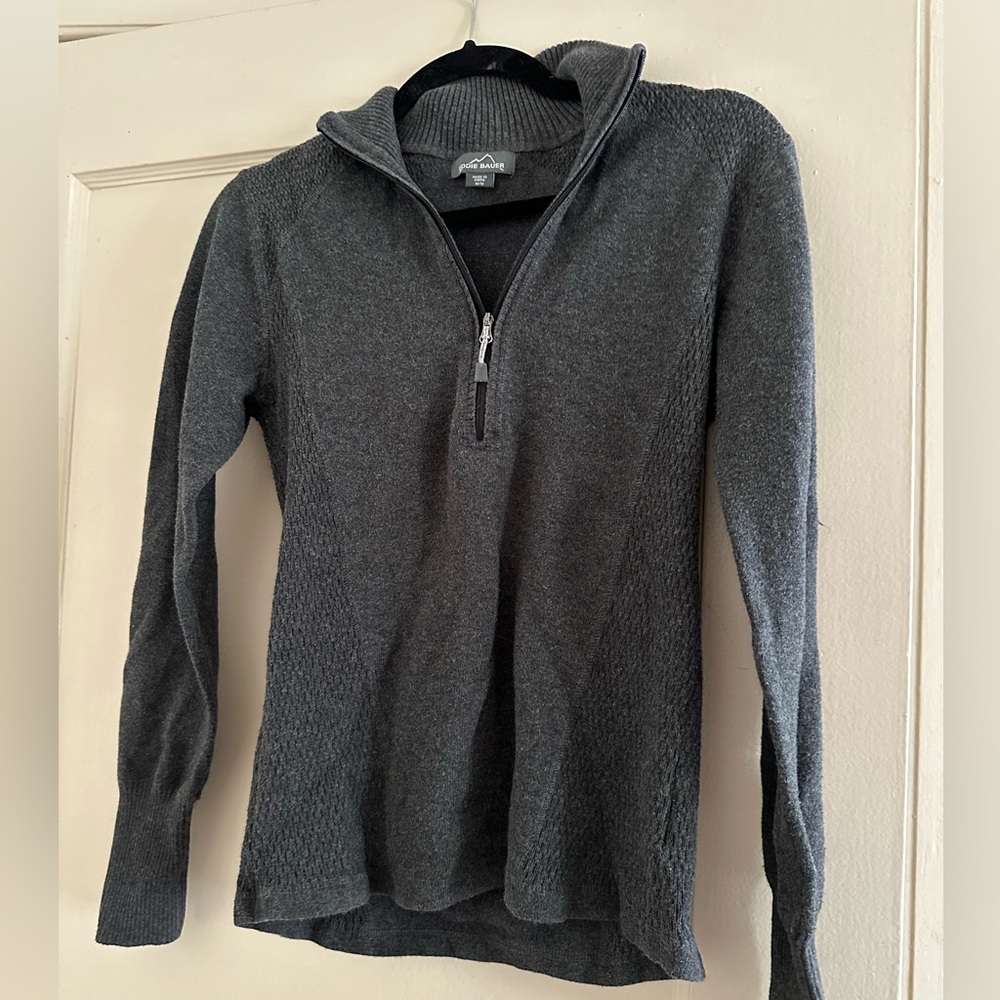 Vintage Eddie Bauer Half Zip Cotton Half Zip Sweater - Grey Size M